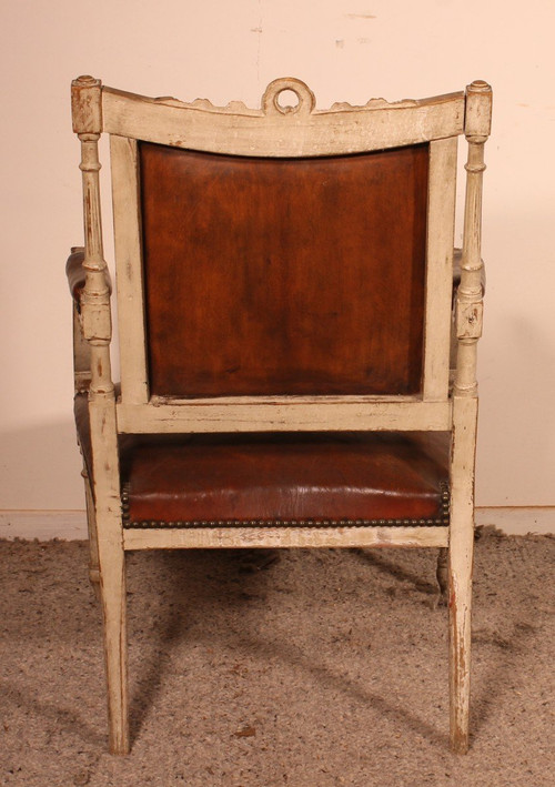 Fauteuil Louis XVI En Bois Polychrome