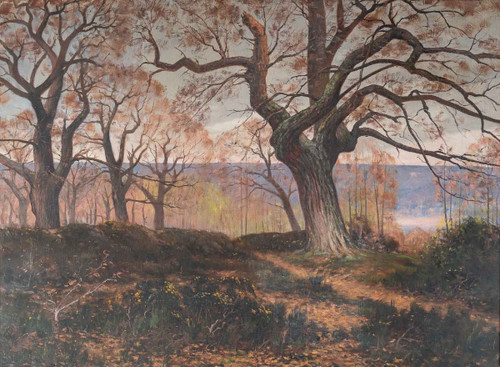 Paire De Tableaux Huile Sur Toile Avec Cadres En Bois Doré Fin XIXème Siècle