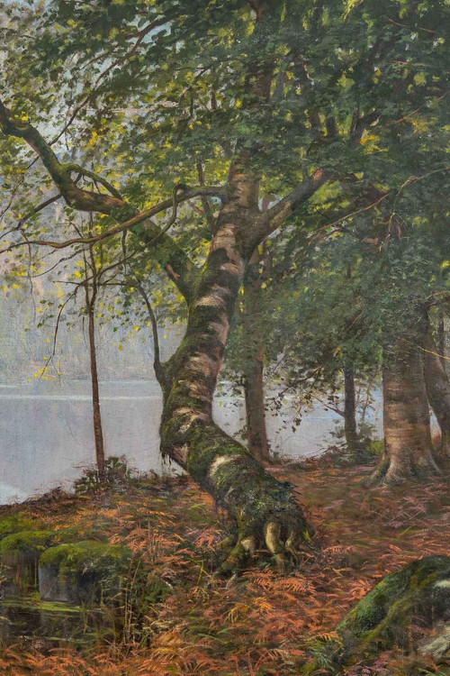 Paire De Tableaux Huile Sur Toile Avec Cadres En Bois Doré Fin XIXème Siècle