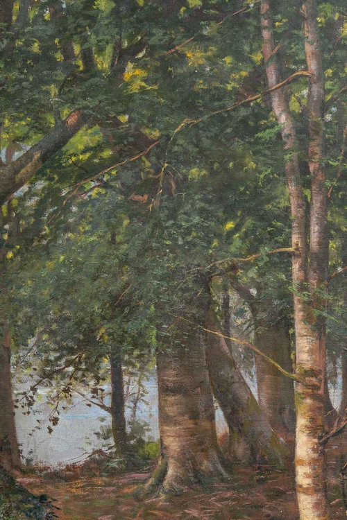 Paire De Tableaux Huile Sur Toile Avec Cadres En Bois Doré Fin XIXème Siècle