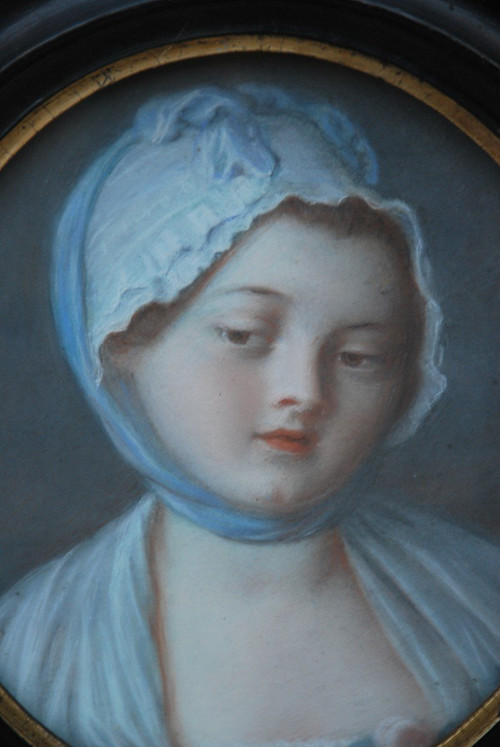 Portrait Pastel Jeune Femme Suiveur De Greuze