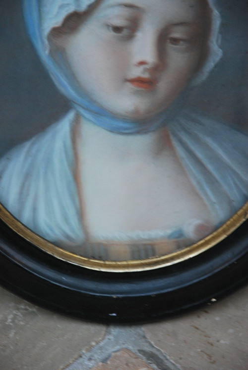 Portrait Pastel Jeune Femme Suiveur De Greuze