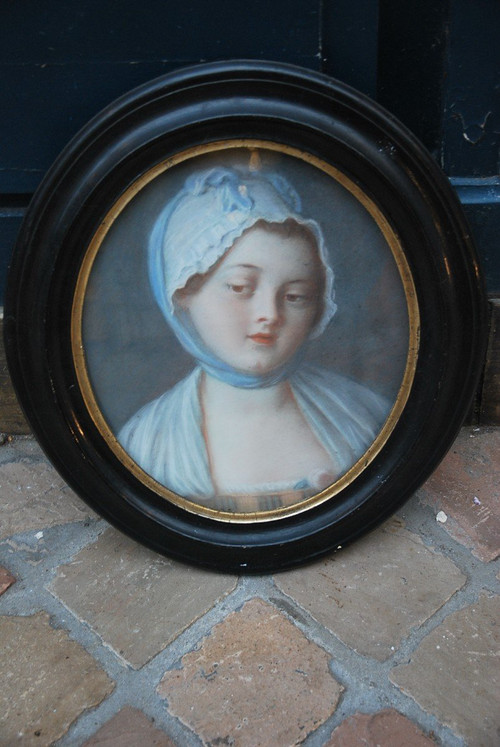 Portrait Pastel Jeune Femme Suiveur De Greuze