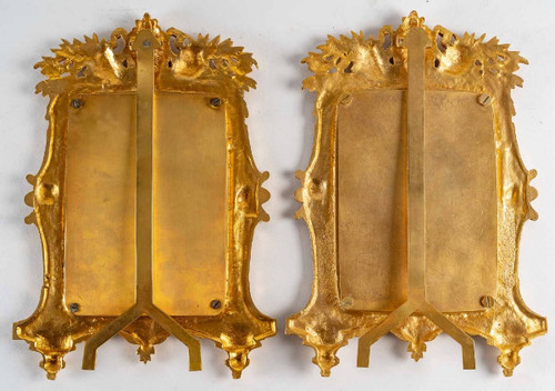 Une Paire De Cadres Photos En Bronze Doré Fin XIXème Siècle