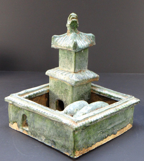 China, Early 20th Century, Glazed Earthen Farm In The Spirit Of The Han Dynasty.