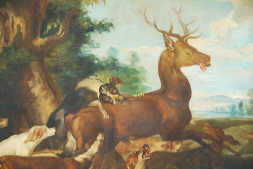 D'après Oudry La Chasse Au Cerf, école XIXe siècle