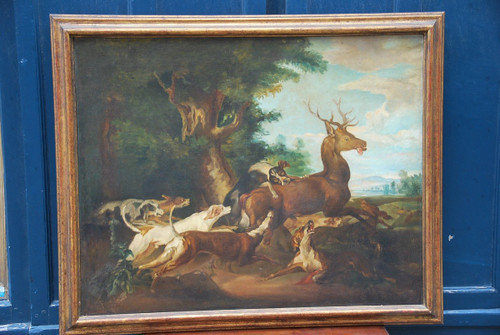 D'après Oudry La Chasse Au Cerf, école XIXe siècle
