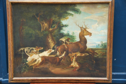 D'après Oudry La Chasse Au Cerf, école XIXe siècle