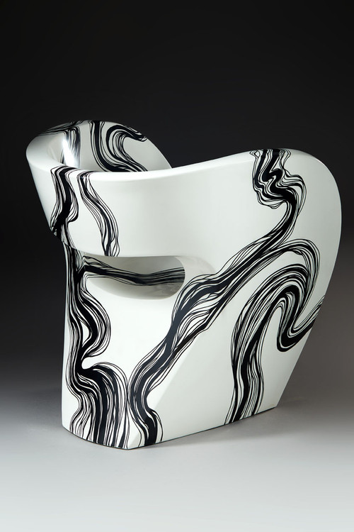 Smoke - Fauteuil Little Albert par Ron Arad, peint à la main, Signé Amane