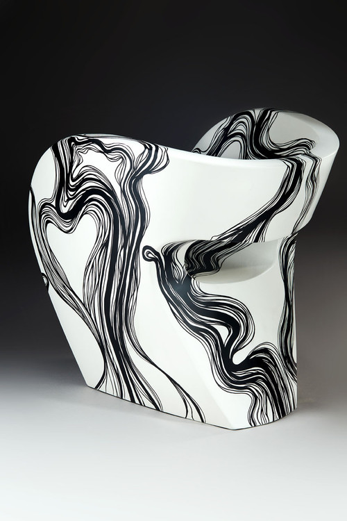 Smoke - Fauteuil Little Albert par Ron Arad, peint à la main, Signé Amane