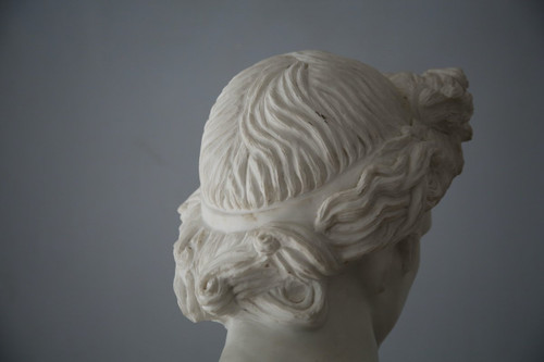 Important bust of Apollo in marble sculpted after the Apollo of Belvedere, Italy 20th century