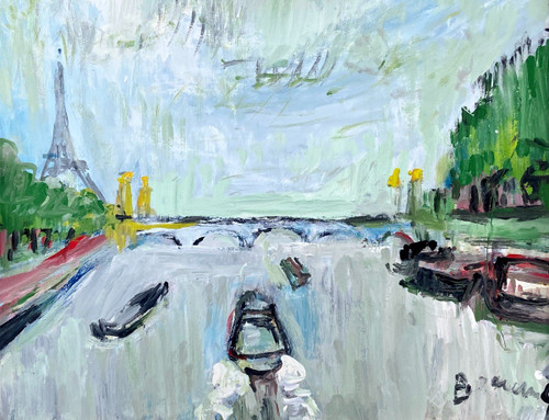 Mario Bonamici (1912-2002), Painting View Of Paris The Seine Pont Alexandre III 1970