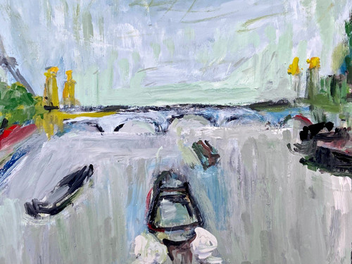 Mario Bonamici (1912-2002), Painting View Of Paris The Seine Pont Alexandre III 1970