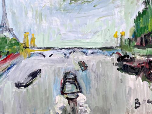 Mario Bonamici (1912-2002), Painting View Of Paris The Seine Pont Alexandre III 1970