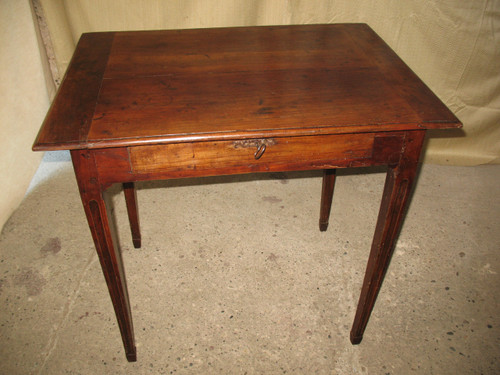 Small Louis XVI desk writing table in solid cherry wood with 1 drawer 18th century