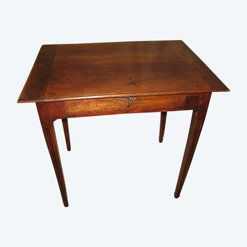 Small Louis XVI desk writing table in solid cherry wood with 1 drawer 18th century