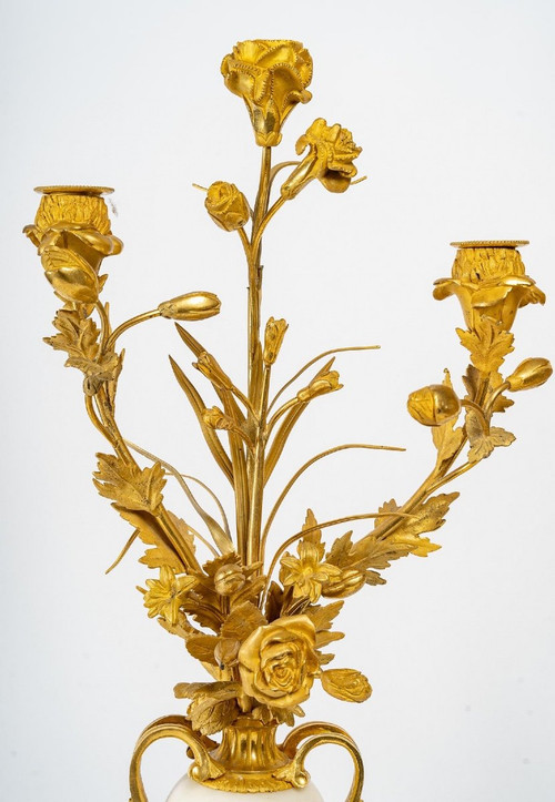 Fireplace Trim In Gilt Bronze And White Marble Eighteenth Century