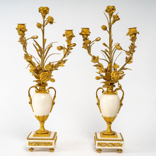 Fireplace Trim In Gilt Bronze And White Marble Eighteenth Century