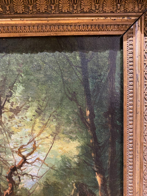 Scuola francese del XIX secolo - Bagnanti nel sottobosco