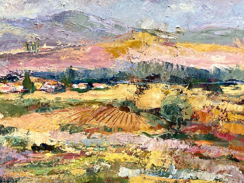 Brigitte Du Merac, Tableau Paysage De Provence.