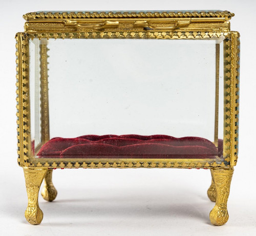 Two Glass And Brass Jewelry Boxes 20th Century