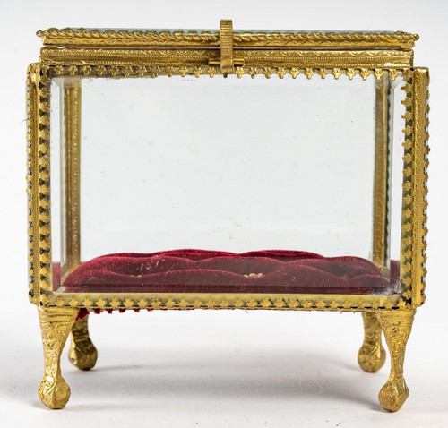 Two Glass And Brass Jewelry Boxes 20th Century