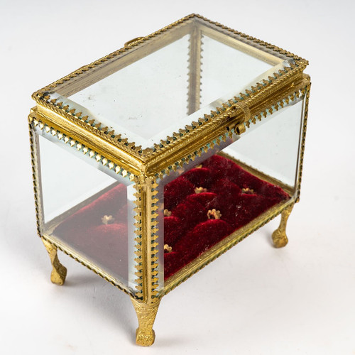 Two Glass And Brass Jewelry Boxes 20th Century