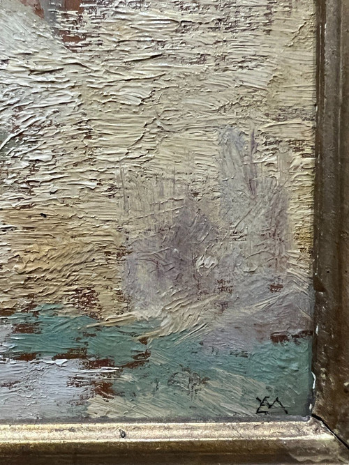 Französische Impressionistenschule – Feldarbeit, ca. 1890 – Monogramm zur Identifizierung