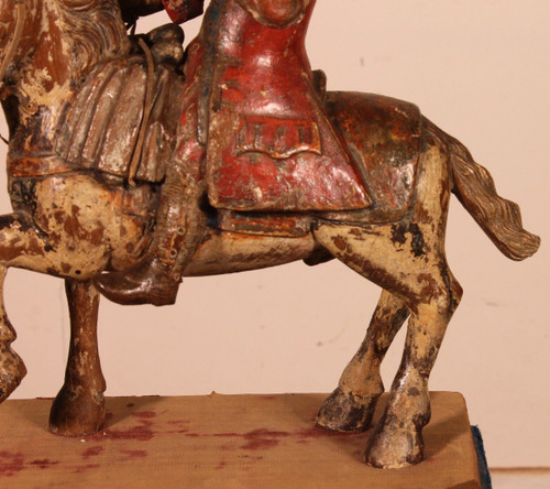 Cavaliere In Legno Intagliato - 18° Secolo