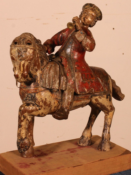 Cavaliere In Legno Intagliato - 18° Secolo