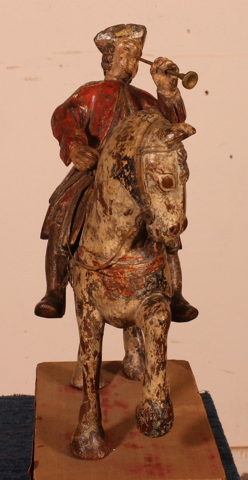 Cavaliere In Legno Intagliato - 18° Secolo