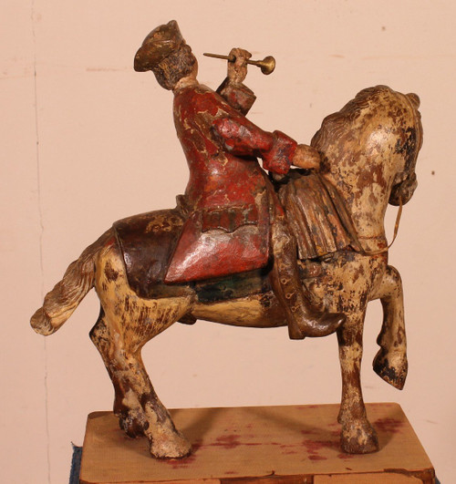 Cavaliere In Legno Intagliato - 18° Secolo