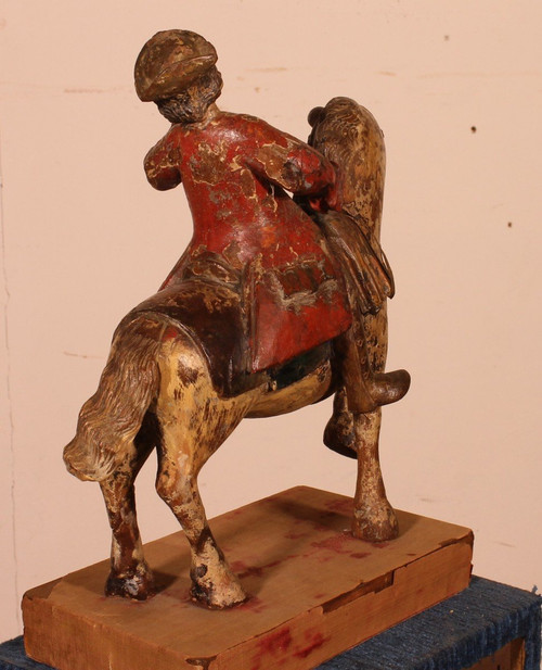 Cavaliere In Legno Intagliato - 18° Secolo