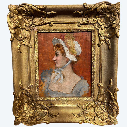 Ecole Française Impressionniste - Profil De Femme, Um 1880