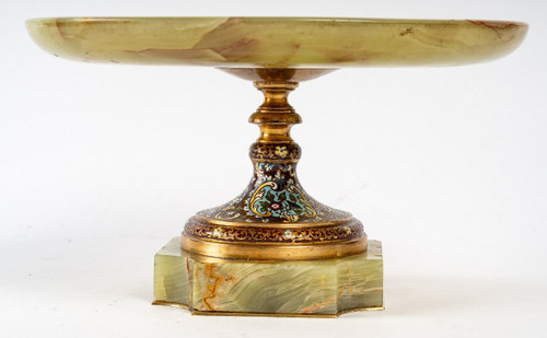 Une Coupe En Onyx Vert Et Bronze Cloisonnée Fin XIXème Siècle