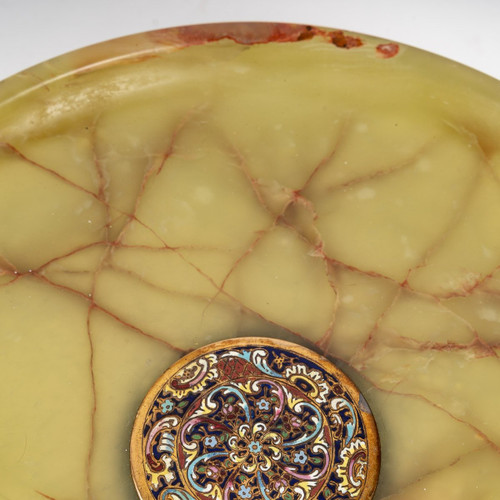 Une Coupe En Onyx Vert Et Bronze Cloisonnée Fin XIXème Siècle