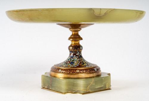 Une Coupe En Onyx Vert Et Bronze Cloisonnée Fin XIXème Siècle