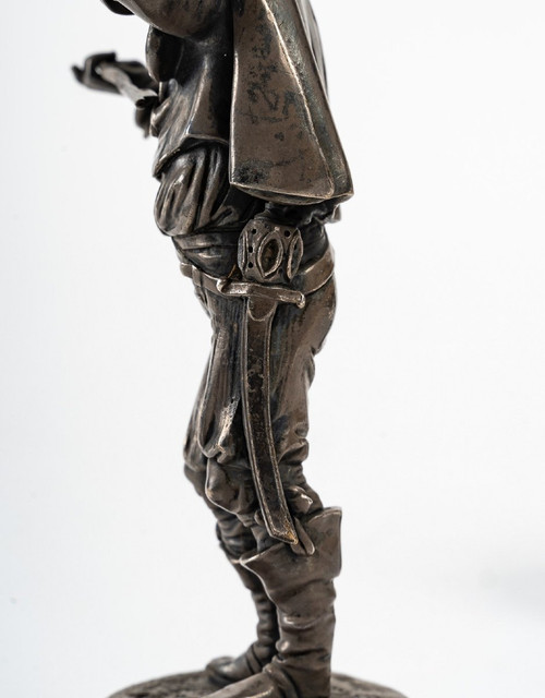Coppia di sculture in bronzo argentato del XIX secolo