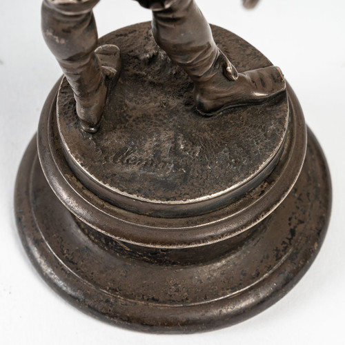 Coppia di sculture in bronzo argentato del XIX secolo