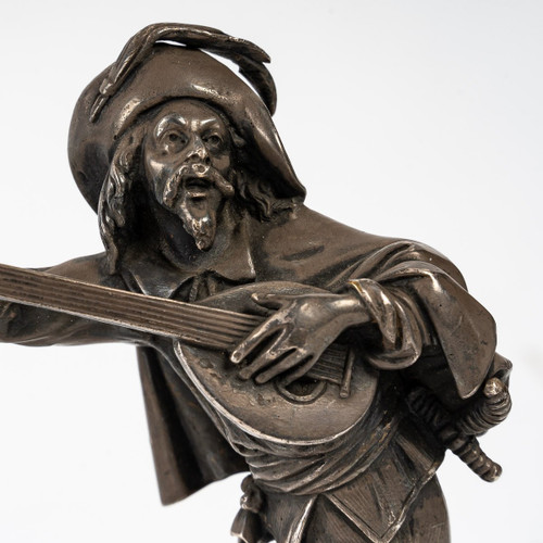 Coppia di sculture in bronzo argentato del XIX secolo