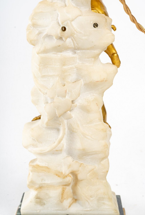 Lampada in bronzo dorato e marmo bianco Fin XIXème Siècle
