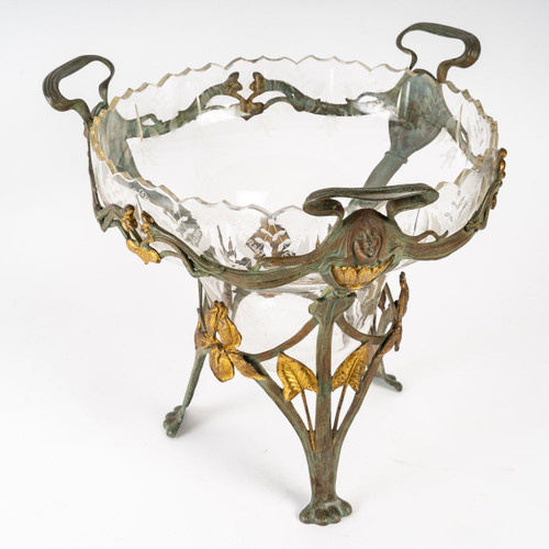 Art Nouveau glass and metal bowl from the Art Nouveau period