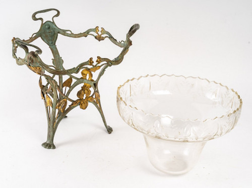 Art Nouveau glass and metal bowl from the Art Nouveau period
