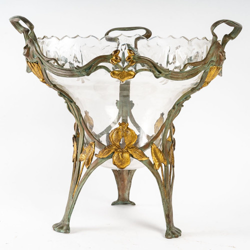 Art Nouveau glass and metal bowl from the Art Nouveau period