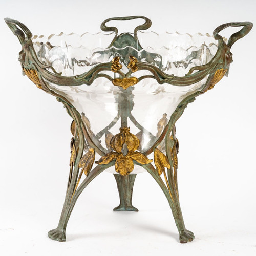 Art Nouveau glass and metal bowl from the Art Nouveau period