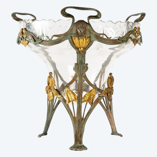Art Nouveau glass and metal bowl from the Art Nouveau period