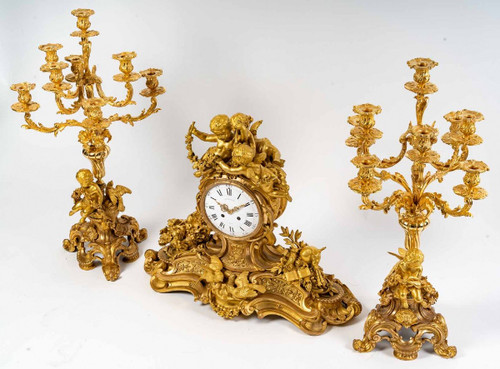 Henri Picard Important Gilded Bronze Mantel Trim Late 19th Century
