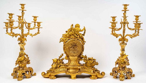Henri Picard Important Gilded Bronze Mantel Trim Late 19th Century