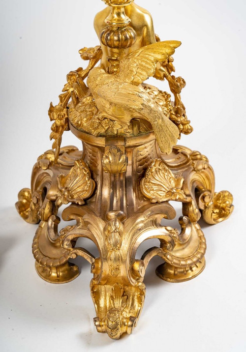 Henri Picard Important Gilded Bronze Mantel Trim Late 19th Century
