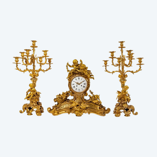 Henri Picard Important Gilded Bronze Mantel Trim Late 19th Century